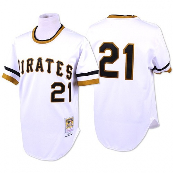 Men's Mitchell and Ness Pittsburgh Pirates #21 Roberto Clemente Replica White Throwback MLB Jersey - Ujersey