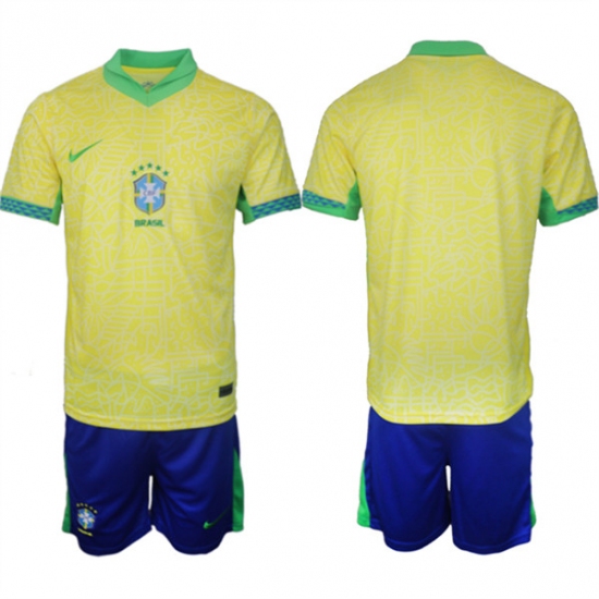 Men's Brazil Custom Yellow 2024-25 Soccer Jersey Suit - Ujersey