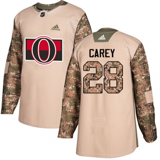 Youth Adidas Ottawa Senators #28 Paul Carey Authentic Camo Veterans Day Practice NHL Jersey - Ujersey