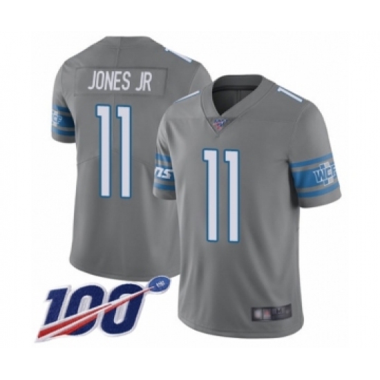 Youth Detroit Lions #11 Marvin Jones Jr Limited Steel Rush Vapor Untouchable 100th Season Football Jersey - Ujersey