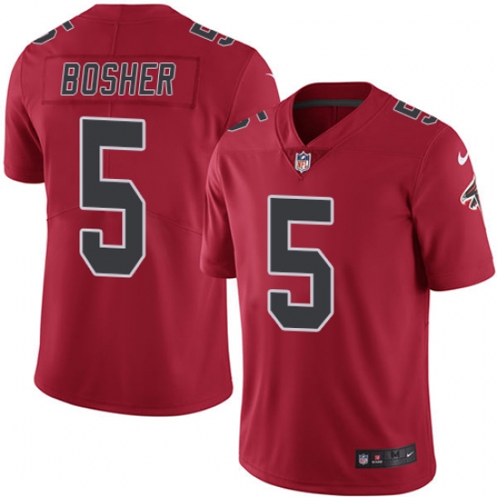Men's Nike Atlanta Falcons #5 Matt Bosher Limited Red Rush Vapor Untouchable NFL Jersey - Ujersey