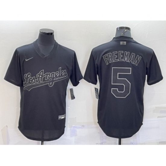 Men's Los Angeles Dodgers #5 Freddie Freeman Black Pullover Turn Back The Clock Stitched Cool Base Jersey - Ujersey