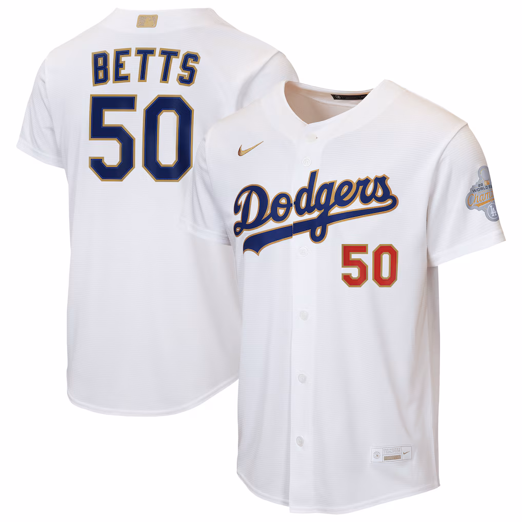 Youth Los Angeles Dodgers Mookie Betts Nike White 2026 Gold Collection Home Replica Jersey - Ujersey
