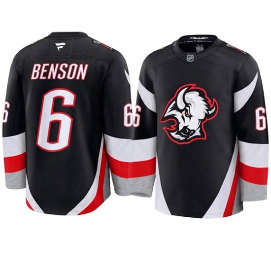 Men's Buffalo Sabres #6 Zach Benson Black Alternate Stitched Hockey Jersey - Ujersey