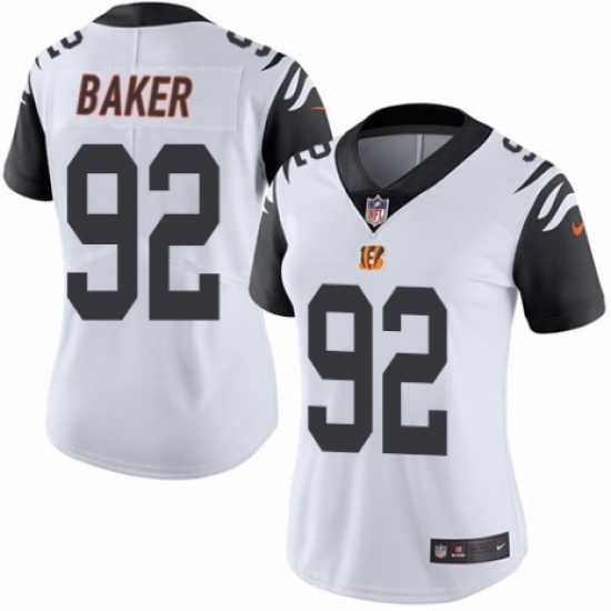 Women's Nike Cincinnati Bengals #92 Chris Baker Limited White Rush Vapor Untouchable NFL Jersey - Ujersey