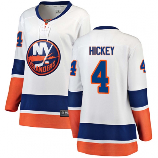 Women's New York Islanders #4 Thomas Hickey Fanatics Branded White Away Breakaway NHL Jersey - Ujersey