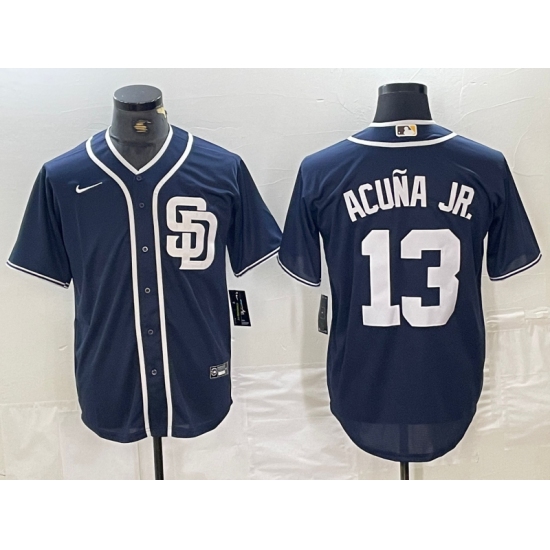 Men's San Diego Padres #13 Ronald Acuna Jr Navy Blue Cool Base Stitched Baseball Jersey - Ujersey