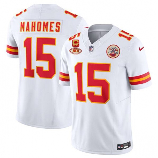 Men's Kansas City Chiefs #15 Patrick Mahomes White 2024 F.U.S.E. With NKH And 4-star C Vapor Untouchable Limited Football Stitched Jersey - Ujersey