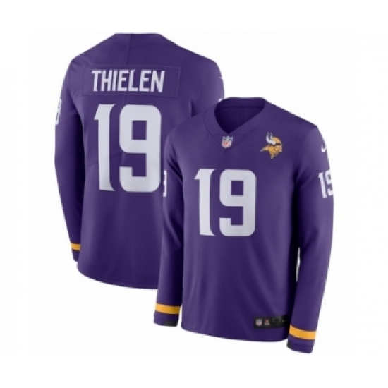 Men's Nike Minnesota Vikings #19 Adam Thielen Limited Purple Therma Long Sleeve NFL Jersey - Ujersey