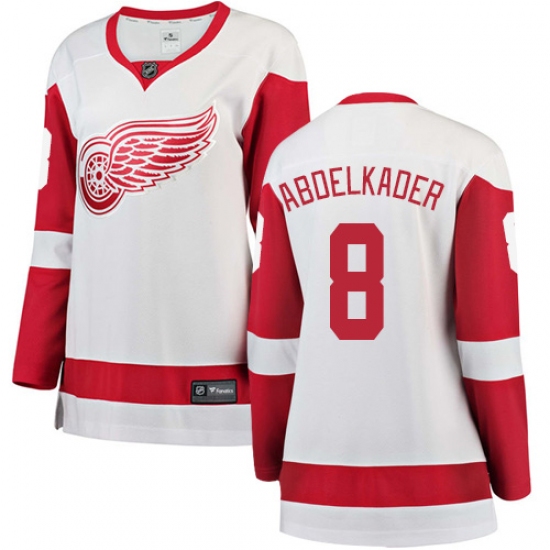 Women's Detroit Red Wings #8 Justin Abdelkader Authentic White Away Fanatics Branded Breakaway NHL Jersey - Ujersey