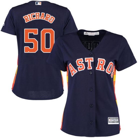 Women's Majestic Houston Astros #50 J.R. Richard Authentic Navy Blue Alternate Cool Base MLB Jersey - Ujersey