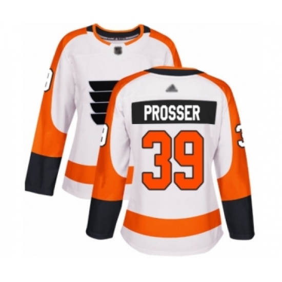 Women's Philadelphia Flyers #39 Nate Prosser Authentic White Away Hockey Jersey - Ujersey
