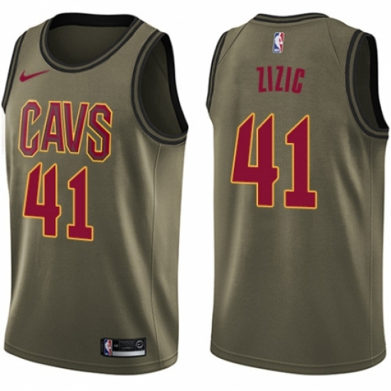Men's Nike Cleveland Cavaliers #41 Ante Zizic Swingman Green Salute to Service NBA Jersey - Ujersey