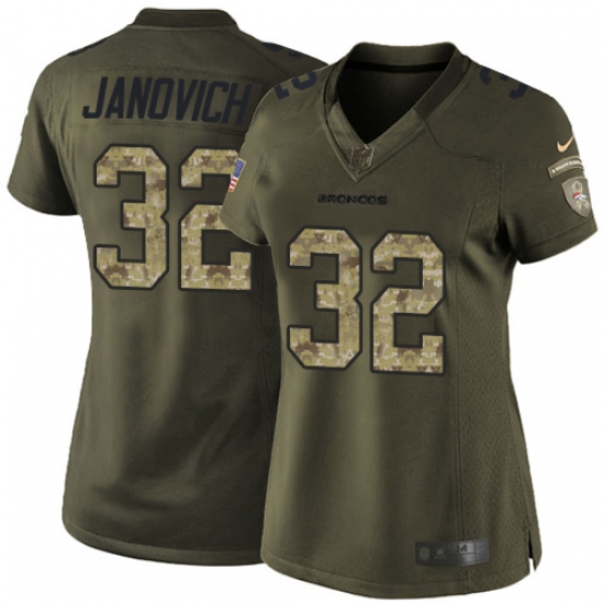 Women's Nike Denver Broncos #32 Andy Janovich Elite Green Salute to Service NFL Jersey - Ujersey
