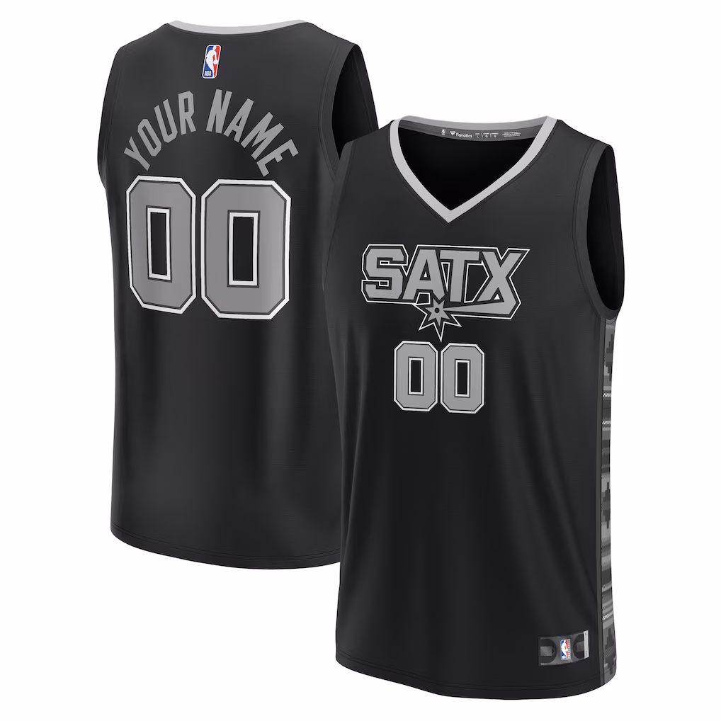 Youth San Antonio Spurs Fanatics Black Fast Break Replica Custom Jersey - Statement Edition - ujerseystore