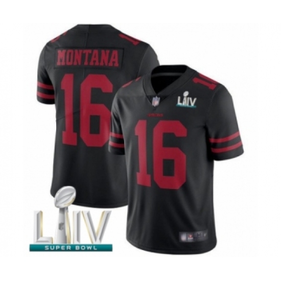 Youth San Francisco 49ers #16 Joe Montana Black Vapor Untouchable Limited Player Super Bowl LIV Bound Football Jersey - Ujersey