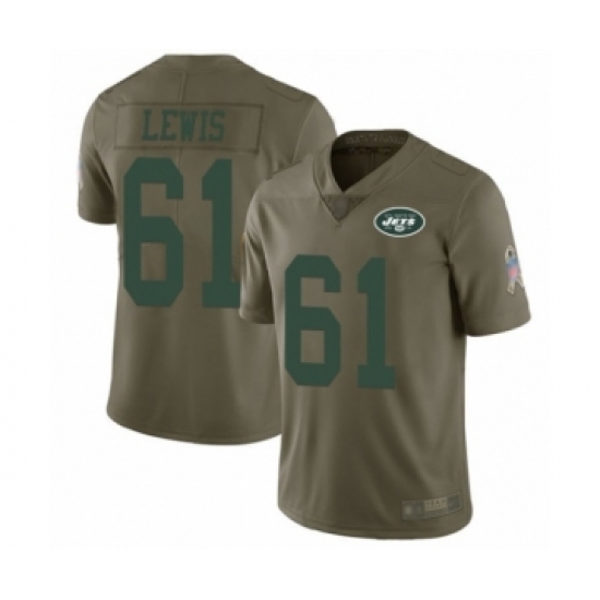 Men's New York Jets #61 Alex Lewis Limited Olive 2017 Salute to Service Football Jersey - Ujersey