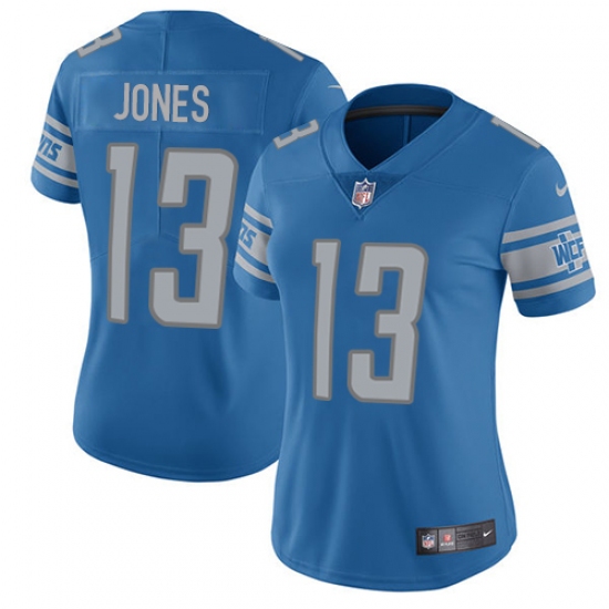 Women's Nike Detroit Lions #13 T.J. Jones Blue Team Color Vapor Untouchable Limited Player NFL Jersey - Ujersey