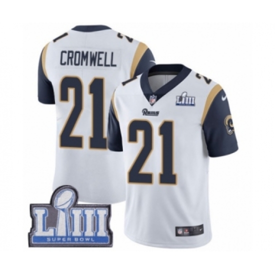 Youth Nike Los Angeles Rams #21 Nolan Cromwell White Vapor Untouchable Limited Player Super Bowl LIII Bound NFL Jersey - Ujersey