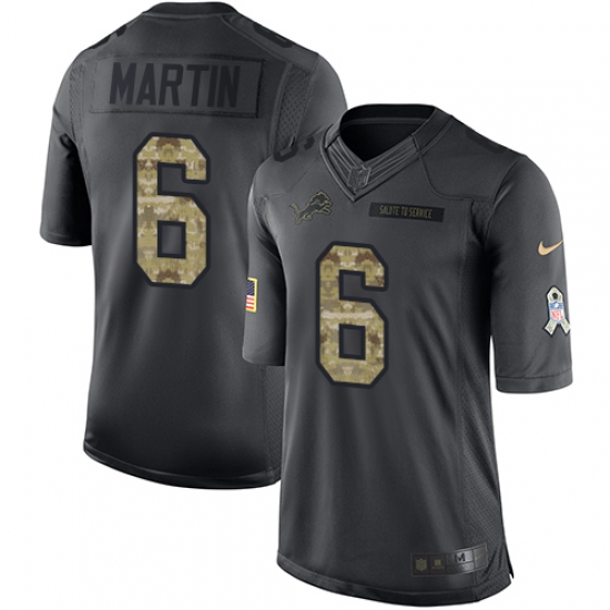 Men's Nike Detroit Lions #6 Sam Martin Limited Black 2016 Salute to Service NFL Jersey - Ujersey