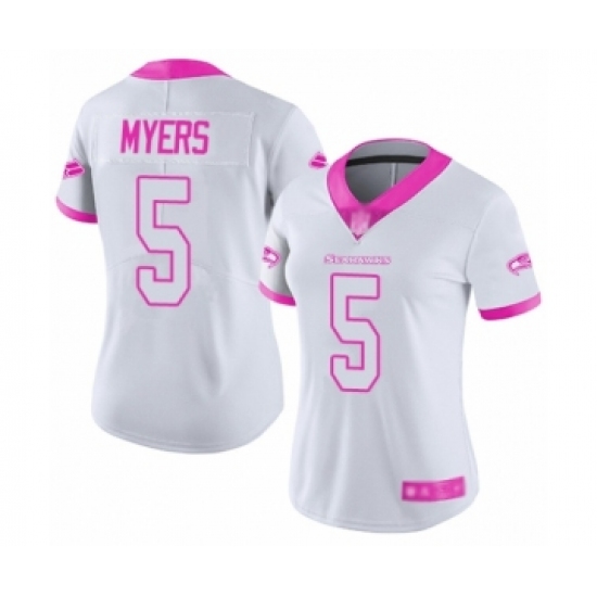 Women's Seattle Seahawks #5 Jason Myers Limited White Pink Rush Fashion Football Jersey - Ujersey
