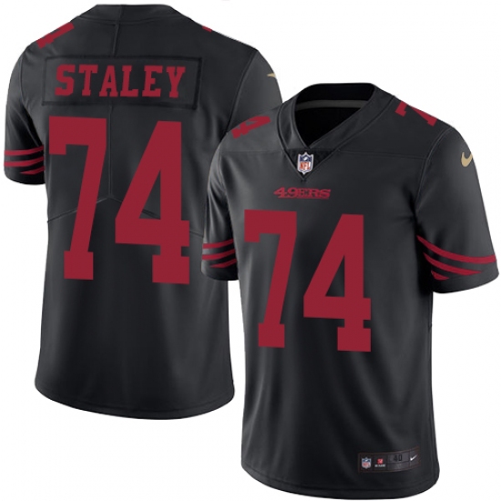 Men's Nike San Francisco 49ers #74 Joe Staley Elite Black Rush Vapor Untouchable NFL Jersey - Ujersey