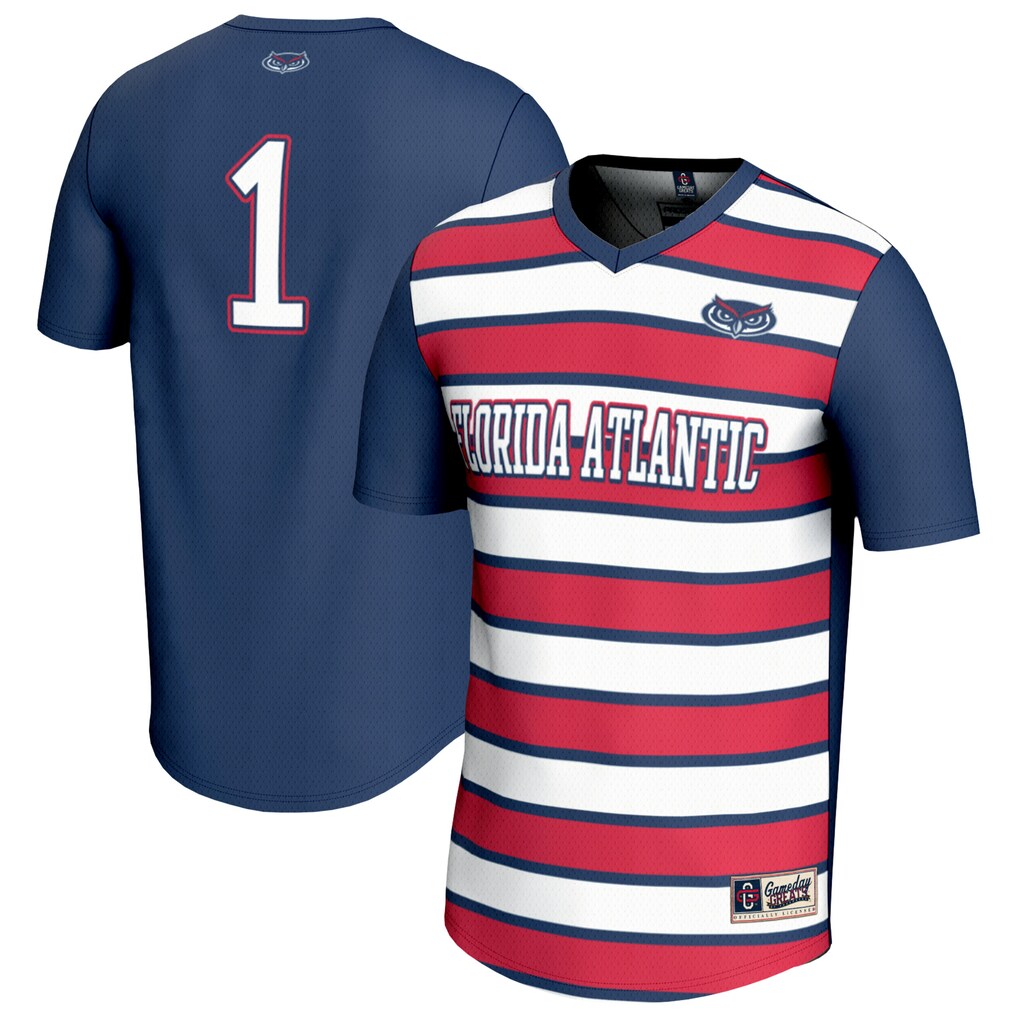 Unisex GameDay Greats Navy/Red #1 Florida Atlantic Owls Lightweight Collegiate Soccer Fashion Jersey - U-jersey