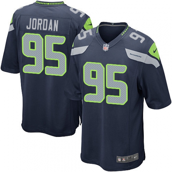 Men's Nike Seattle Seahawks #95 Dion Jordan Game Steel Blue Team Color NFL Jersey - Ujersey