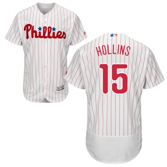 Men's Majestic Philadelphia Phillies #15 Dave Hollins White Home Flex Base Authentic Collection MLB Jersey - Ujersey