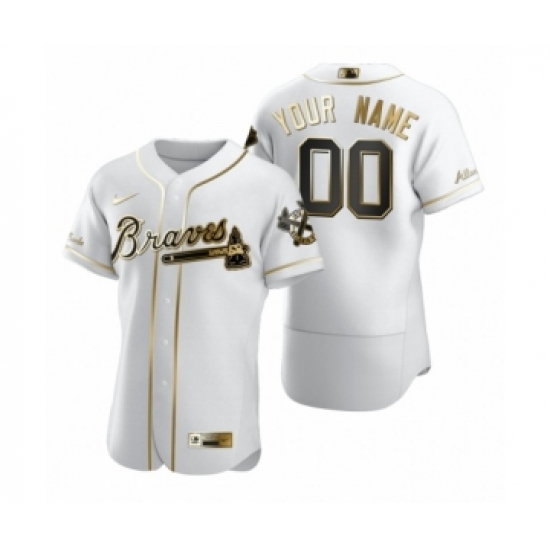 Men's Atlanta Braves Custom Nike White Authentic Golden Edition Jersey - Ujersey
