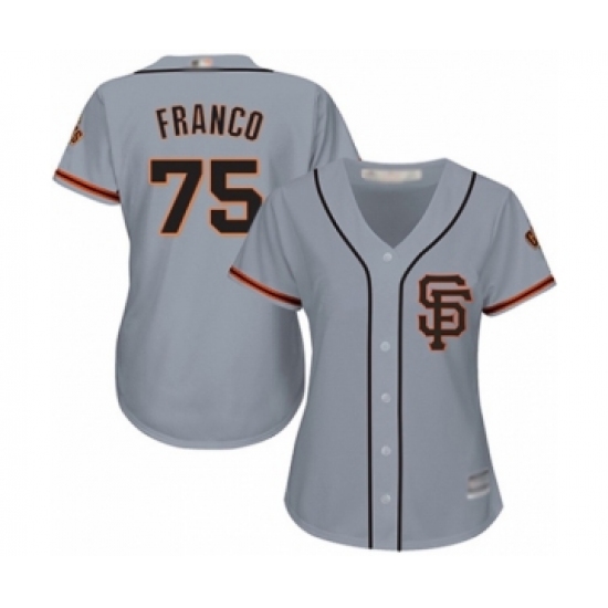 Women's San Francisco Giants #75 Enderson Franco Authentic Grey Road 2 Cool Base Baseball Player Jersey - Ujersey