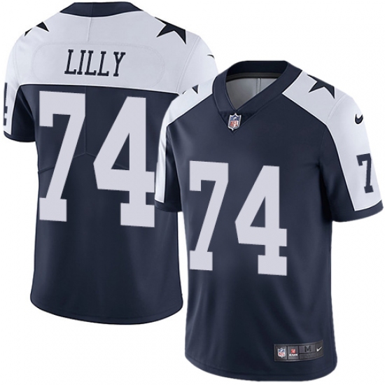 Men's Nike Dallas Cowboys #74 Bob Lilly Navy Blue Throwback Alternate Vapor Untouchable Limited Player NFL Jersey - Ujersey