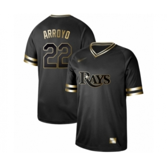 Men's Tampa Bay Rays #22 Christian Arroyo Authentic Black Gold Fashion Baseball Jersey - Ujersey