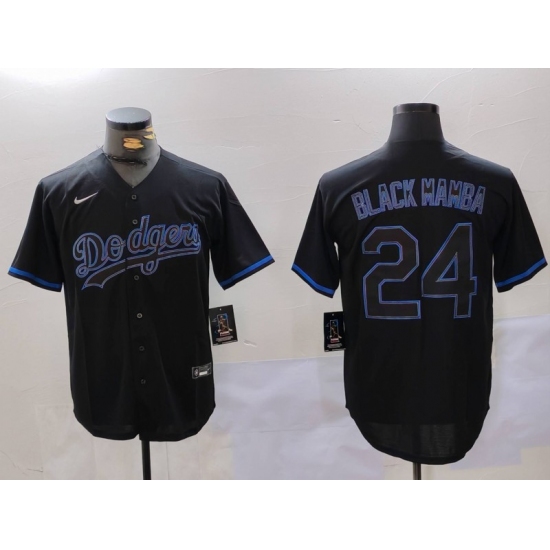 Men's Los Angeles Dodgers #24 Kobe Bryant Black Mamba Lights Out Black Fashion Stitched Cool Base Jerseys - Ujersey