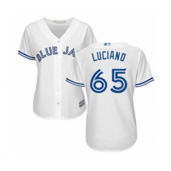 Women's Toronto Blue Jays #65 Elvis Luciano Authentic White Home Baseball Player Jersey - Ujersey
