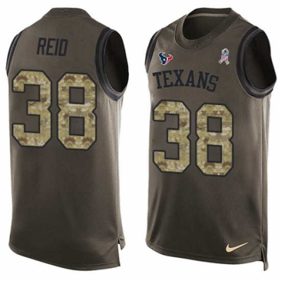 Men's Nike Houston Texans #38 Justin Reid Limited Green Salute to Service Tank Top NFL Jersey - Ujersey