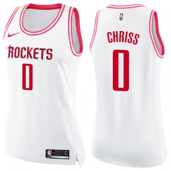 Women's Nike Houston Rockets #0 Marquese Chriss Swingman White Pink Fashion NBA Jersey - ujerseystore