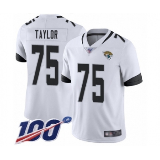 Men's Jacksonville Jaguars #75 Jawaan Taylor White Vapor Untouchable Limited Player 100th Season Football Jersey - Ujersey