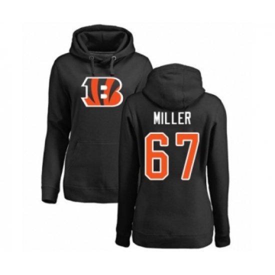 Football Women's Cincinnati Bengals #67 John Miller Black Name & Number Logo Pullover Hoodie - Ujersey