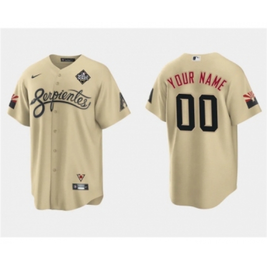 Men's Arizona Diamondbacks Active Player Custom Gold 2023 World Series City Connect Cool Base Stitched Baseball Jersey - Ujersey