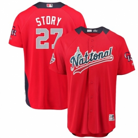 Youth Majestic Colorado Rockies #27 Trevor Story Game Red National League 2018 MLB All-Star MLB Jersey - Ujersey