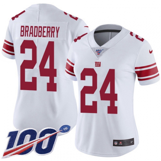 Women's New York Giants #24 James Bradberry White Stitched 100th Season Vapor Untouchable Limited Jersey - Ujersey