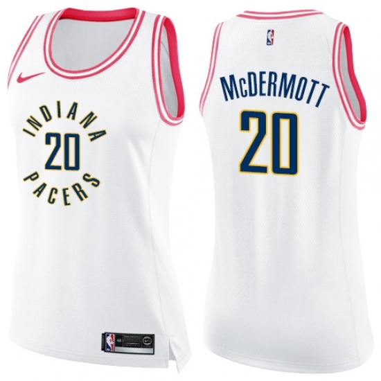 Women's Nike Indiana Pacers #20 Doug McDermott Swingman White Pink Fashion NBA Jersey - Ujersey