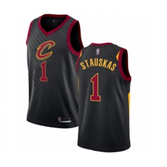 Women's Cleveland Cavaliers #1 Nik Stauskas Authentic Black Basketball Jersey Statement Edition - Ujersey
