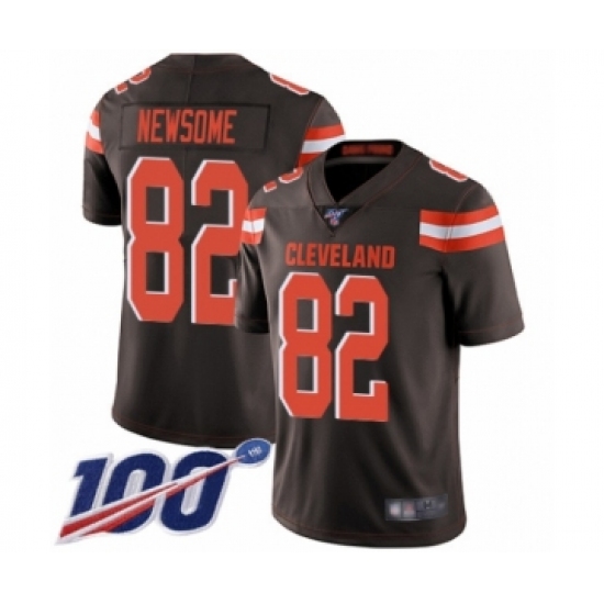 Men's Cleveland Browns #82 Ozzie Newsome Brown Team Color Vapor Untouchable Limited Player 100th Season Football Jersey - Ujersey