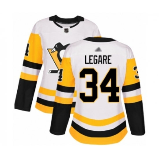 Women's Pittsburgh Penguins #34 Nathan Legare Authentic White Away Hockey Jersey - Ujersey