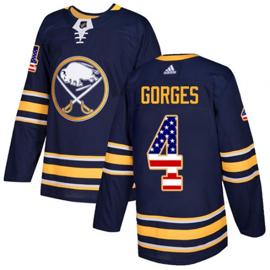 Men's Adidas Buffalo Sabres #4 Josh Gorges Authentic Navy Blue USA Flag Fashion NHL Jersey - Ujersey