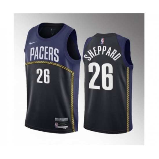Men's Indiana Pacers #26 Ben Sheppard Blue 2023 Draft City Edition Stitched Basketball Jersey - Ujersey