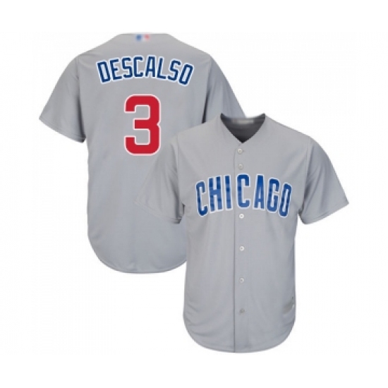 Men's Chicago Cubs #3 Daniel Descalso Replica Grey Road Cool Base Baseball Jersey - Ujersey