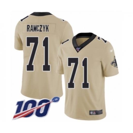 Youth New Orleans Saints #71 Ryan Ramczyk Limited Gold Inverted Legend 100th Season Football Jersey - Ujersey